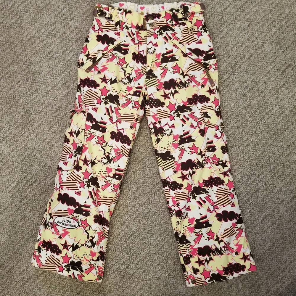 Ride Snowboards waterproof pants size Med Yellow patterned